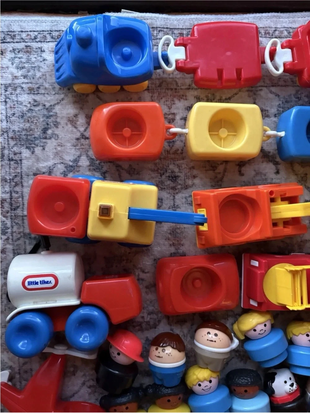 Vintage Little Tikes Play Toys Set Helicopter, Gas Truck, Trains, Tow Trucks